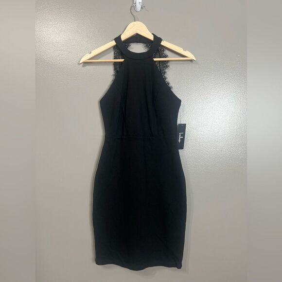 Lulus Endlessly Alluring Black Lace Bodycon Dress small Lbd cocktail mob wife - Picture 6 of 10